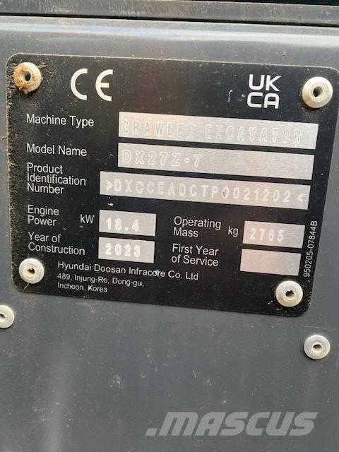 Develon DX 27 Z-7 Міні-екскаватори < 7т