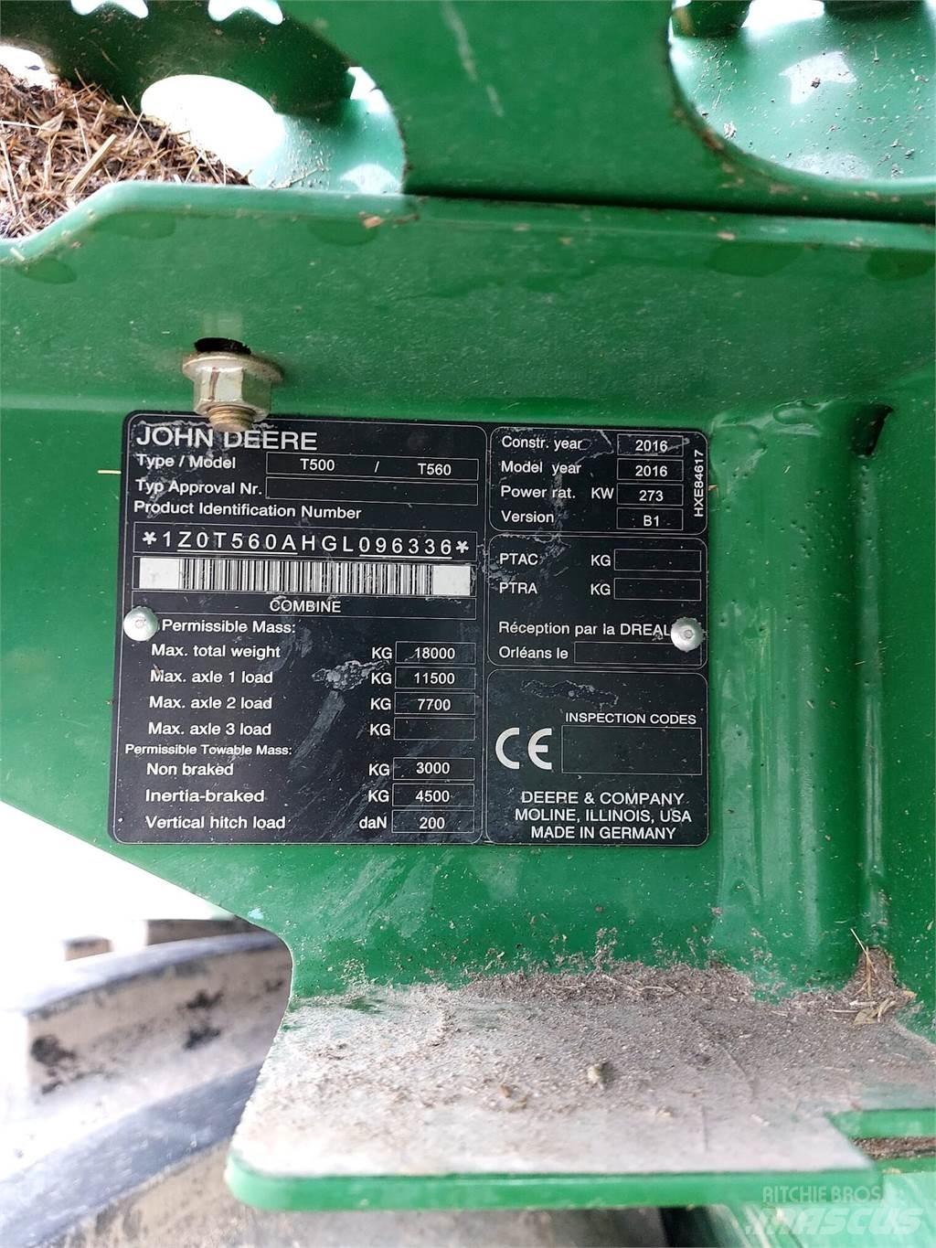 John Deere T560 Зернозбиральні комбайни