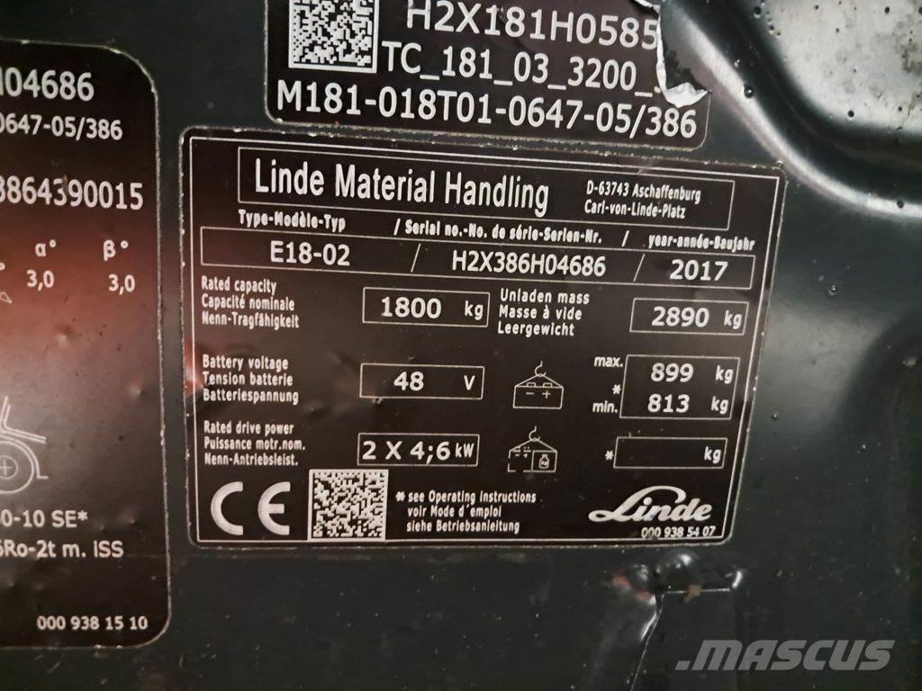 Linde E18-02 Електронавантажувачі