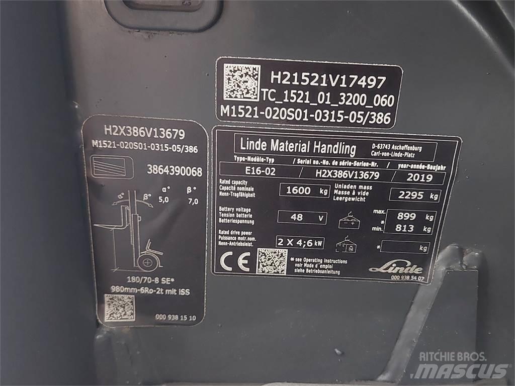 Linde E16 02 Електронавантажувачі