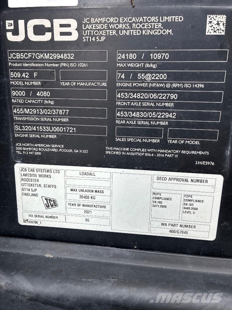 JCB 509-42 Телескопічні навантажувачі