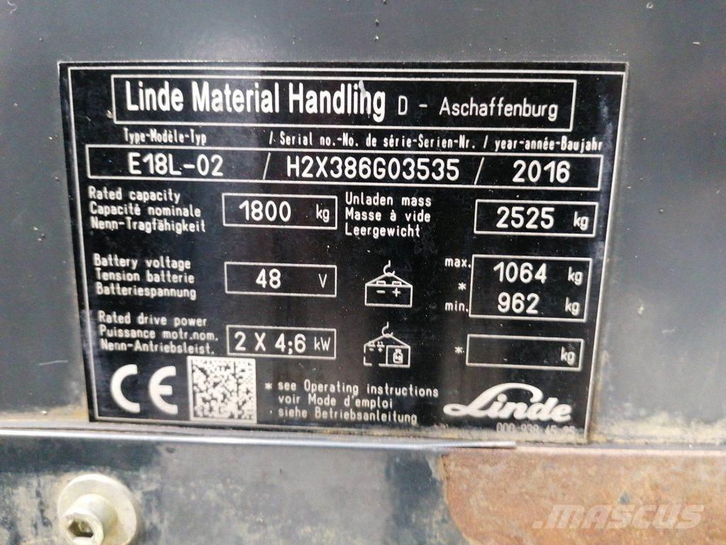 Linde E18L-02 Електронавантажувачі