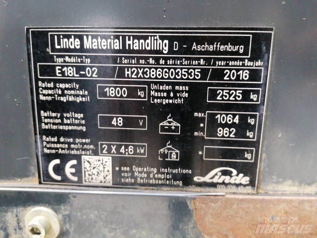 Linde E18L-02 Електронавантажувачі