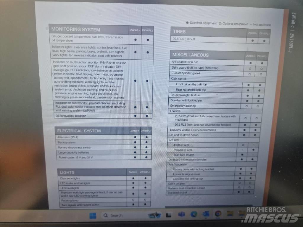 Hitachi ZW160-7 Фронтальні навантажувачі