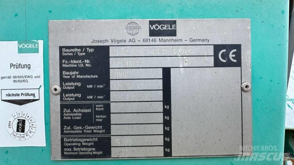 Vögele Super 1800-2 Асфальтовкладачі