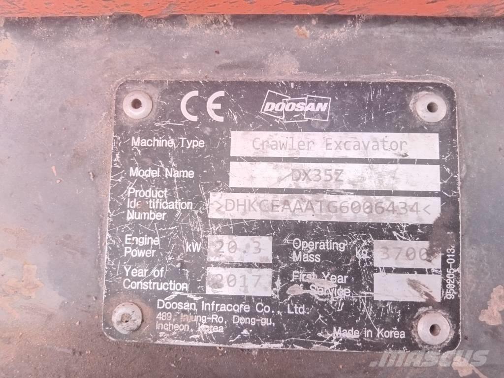 Doosan DX 35 Z Міні-екскаватори < 7т