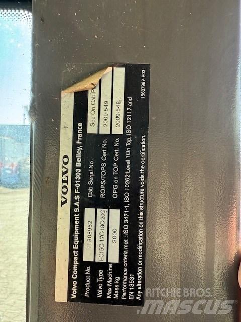 Volvo EC15 C CAB Кабіна