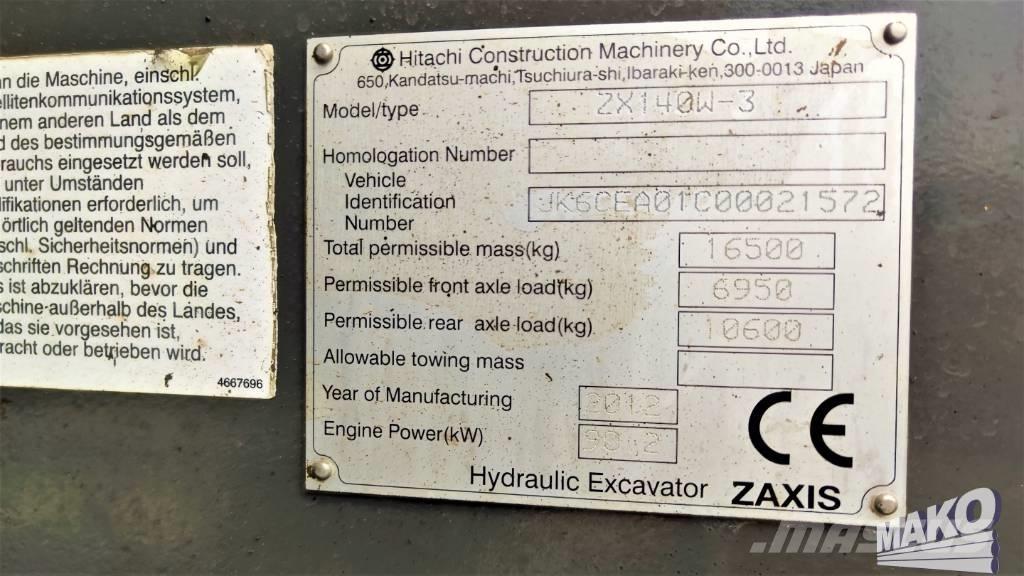 Hitachi ZX 140 W-3 Колісні екскаватори