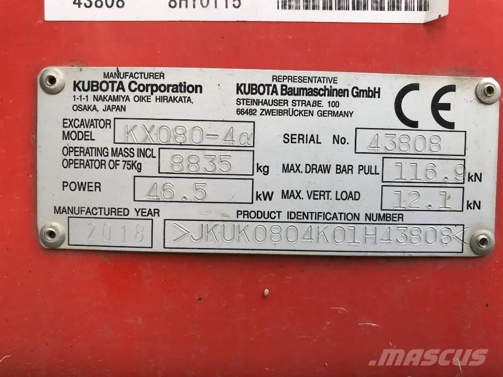 Kubota KX 080-4 Середні екскаватори 7т. - 12т.