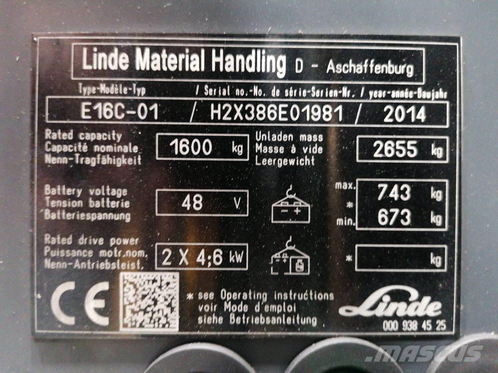 Linde E16C-01 Електронавантажувачі