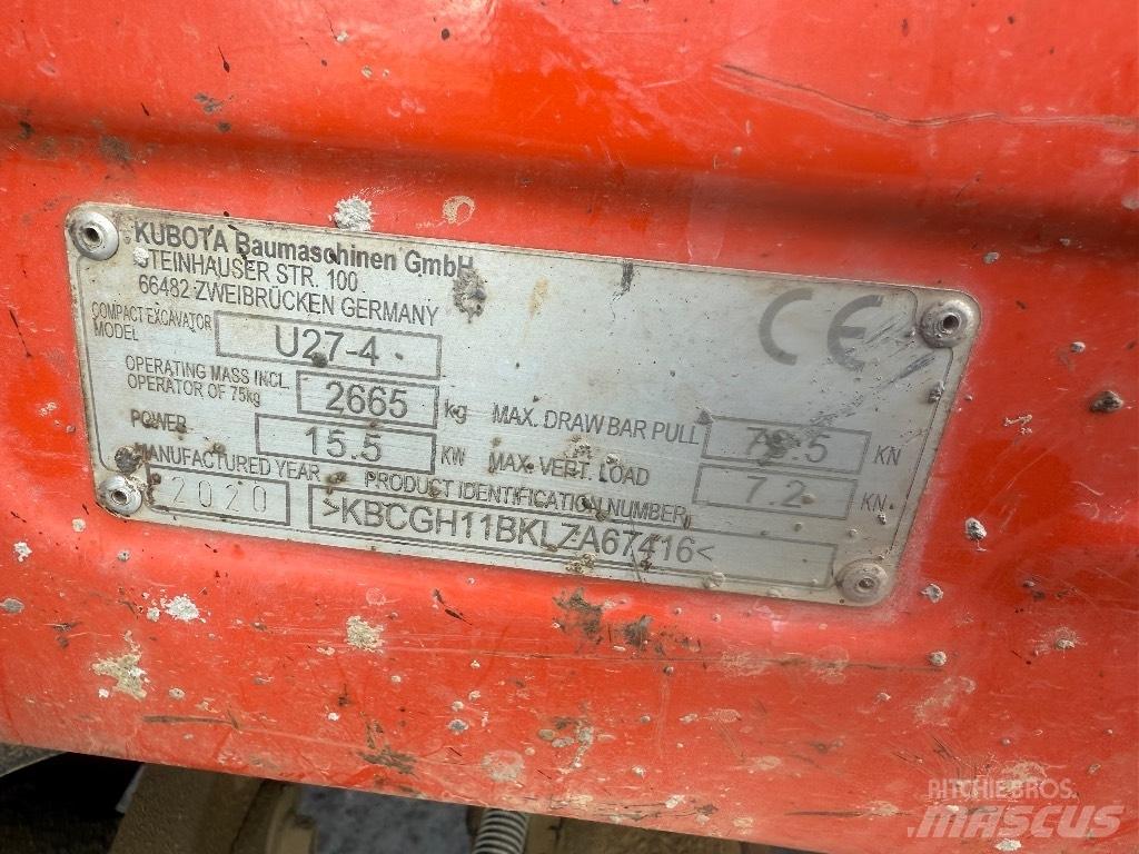Kubota U 27-4 Міні-екскаватори < 7т