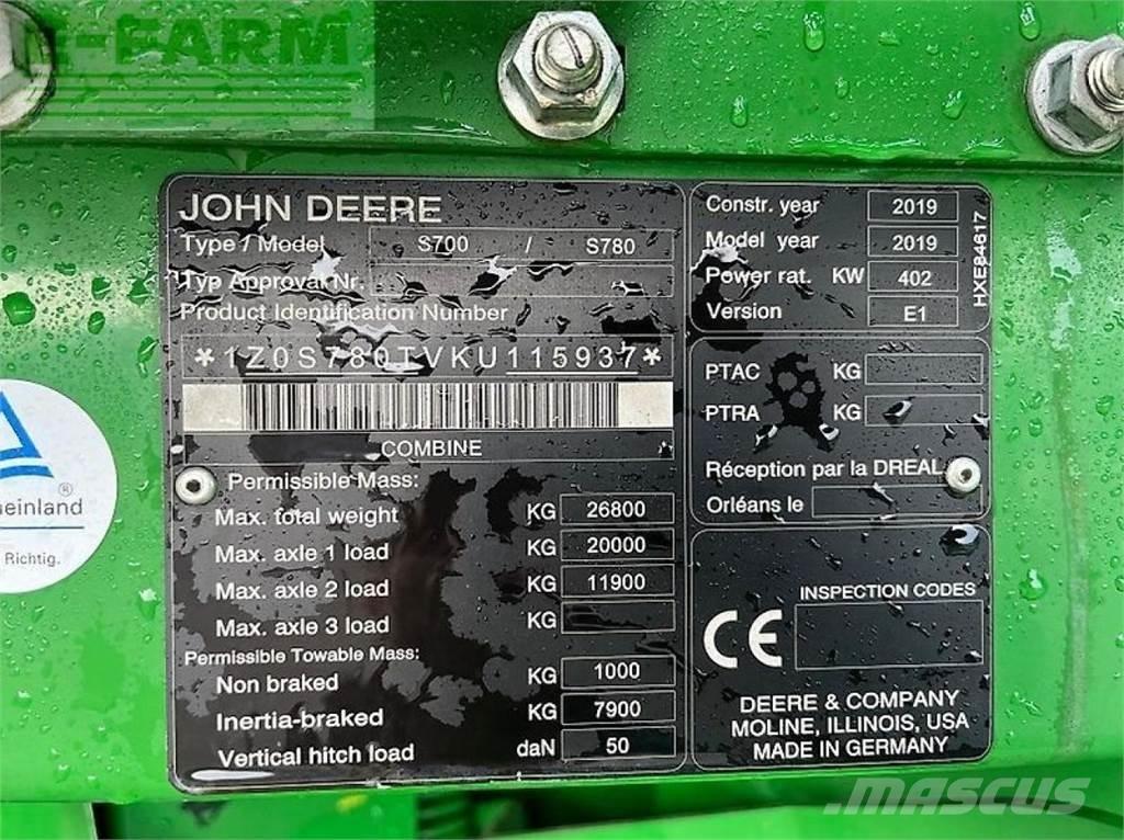 John Deere s 780i Зернозбиральні комбайни