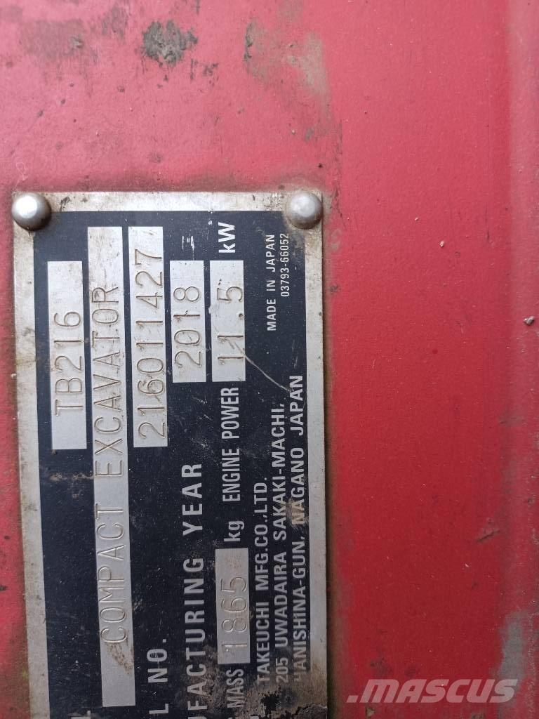 Takeuchi TB 216 Міні-екскаватори < 7т