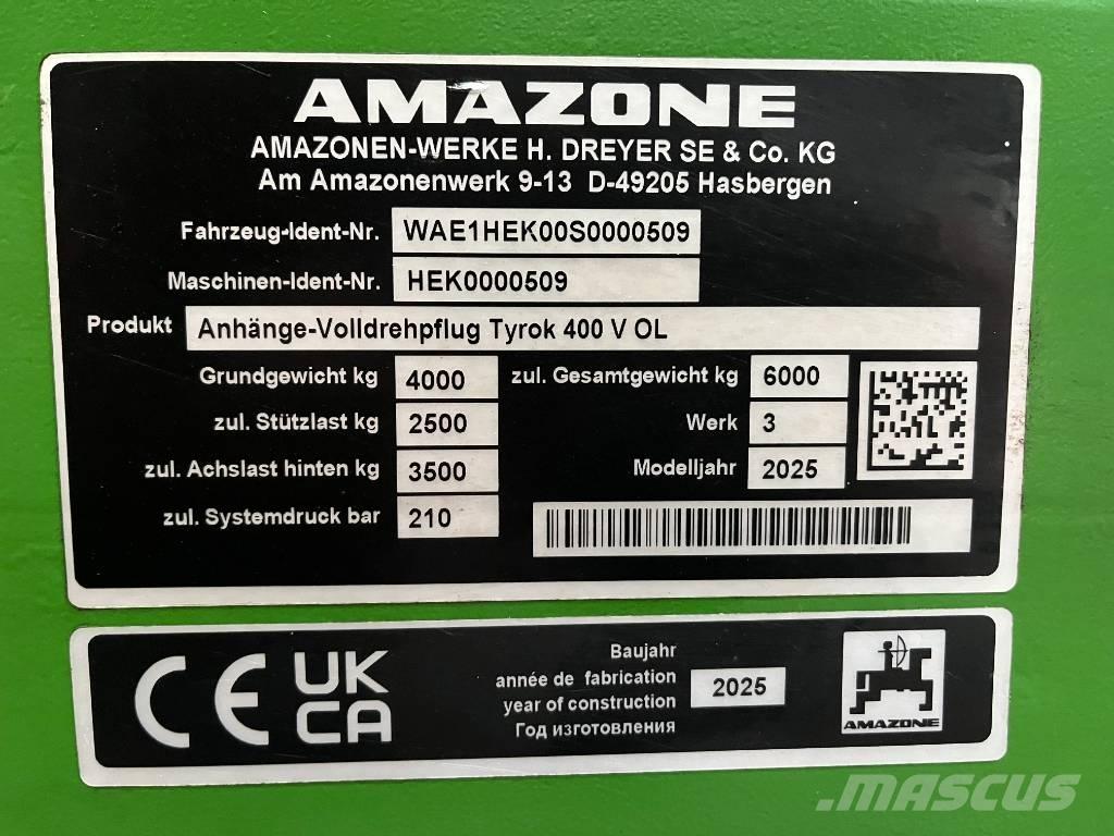 Amazone Tyrok 400 VS Реверсивні плуги
