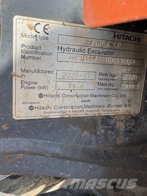 Hitachi ZX 26 U-6 CR Міні-екскаватори < 7т