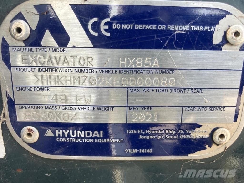 Hyundai HX 85 A Середні екскаватори 7т. - 12т.