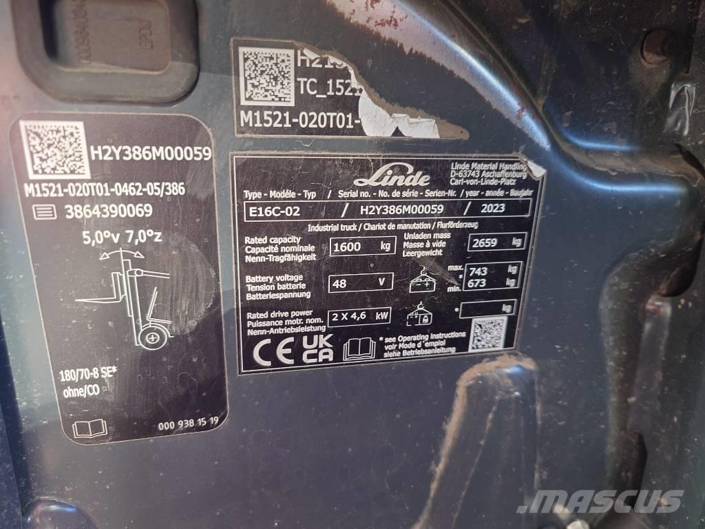 Linde E16C/386-02 Електронавантажувачі