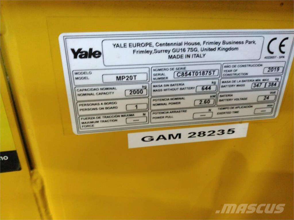 Yale MP20T Підбірник заказів із середніх ярусів