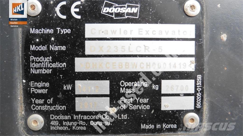 Doosan DX 235 LCR-5 Гусеничні екскаватори