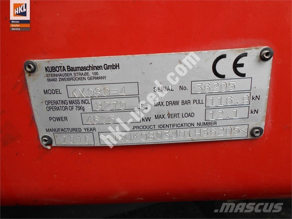 Kubota KX 080-4 Міні-екскаватори < 7т