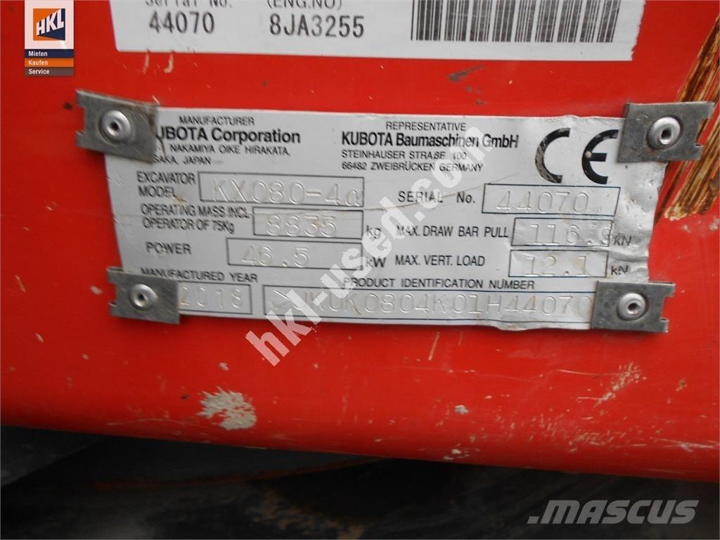 Kubota KX 080-4 Міні-екскаватори < 7т