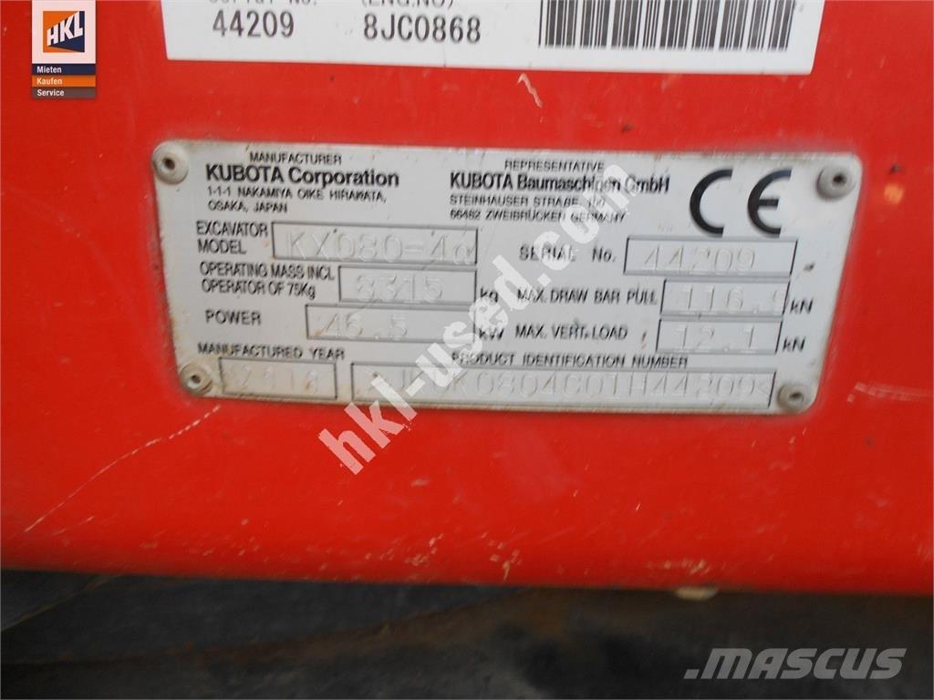 Kubota KX 080-4 Міні-екскаватори < 7т