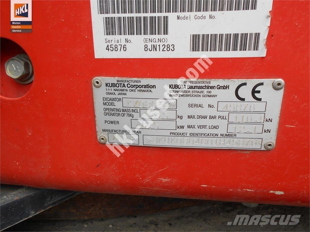 Kubota KX 080-4 Міні-екскаватори < 7т