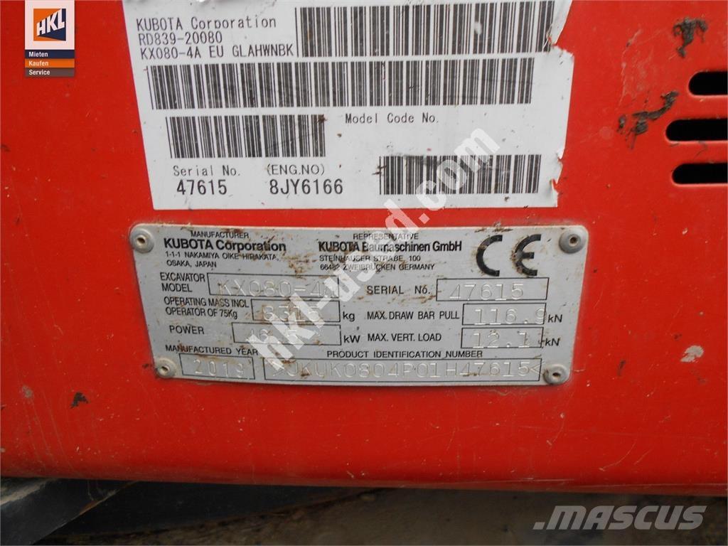 Kubota KX 080-4 Міні-екскаватори < 7т