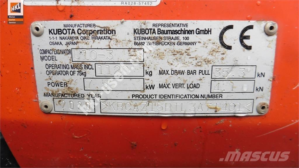 Kubota U 10-3 Міні-екскаватори < 7т