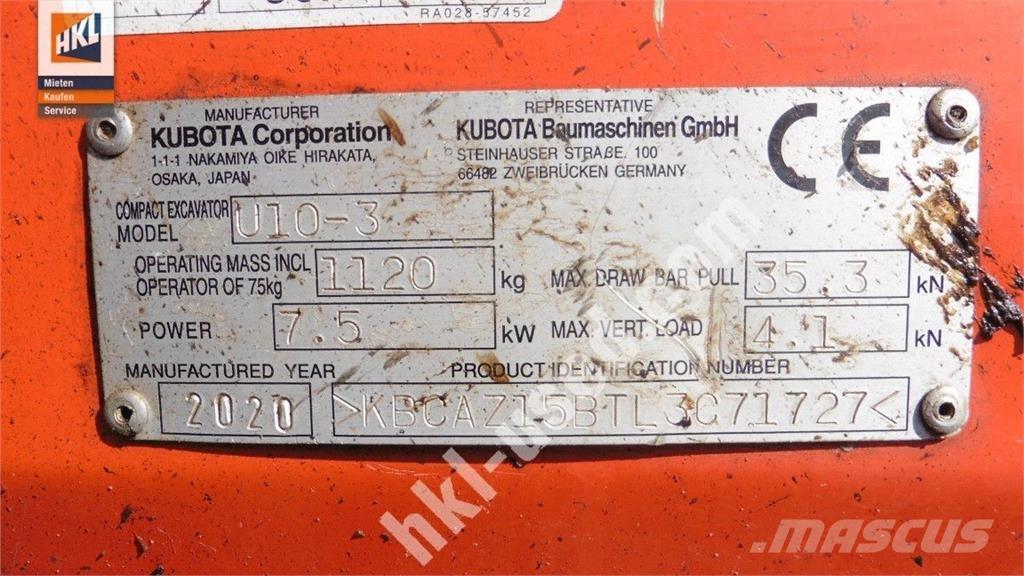 Kubota U 10-3 Міні-екскаватори < 7т