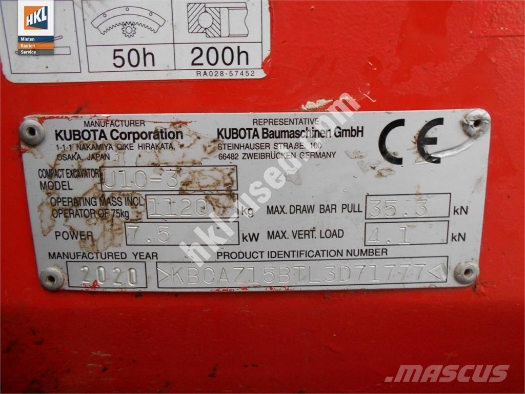 Kubota U 10-3 Міні-екскаватори < 7т