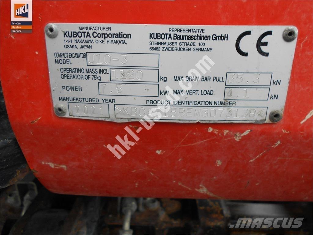Kubota U 10-3 Міні-екскаватори < 7т