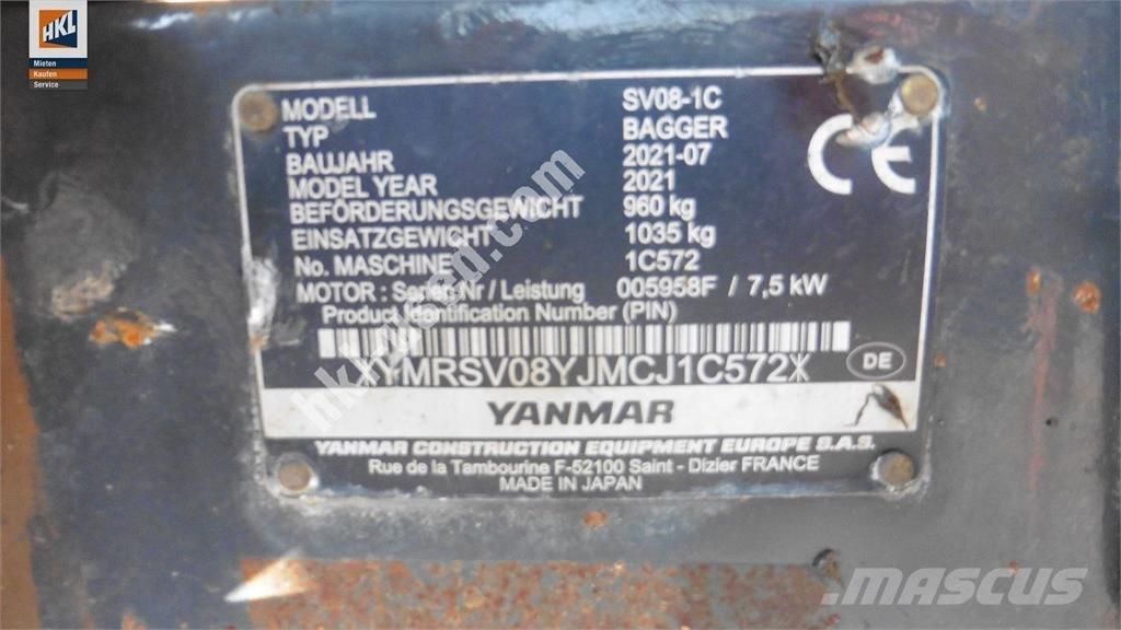 Yanmar SV 08-1C Міні-екскаватори < 7т