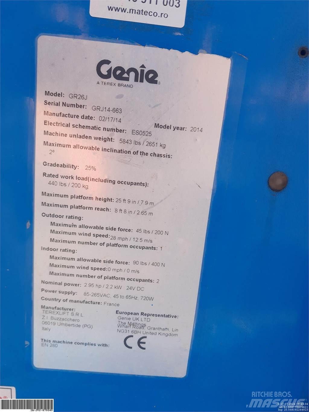 Genie GR26J Вертикальні щоглові підйомники