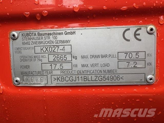 Kubota KX027-4 Середні екскаватори 7т. - 12т.