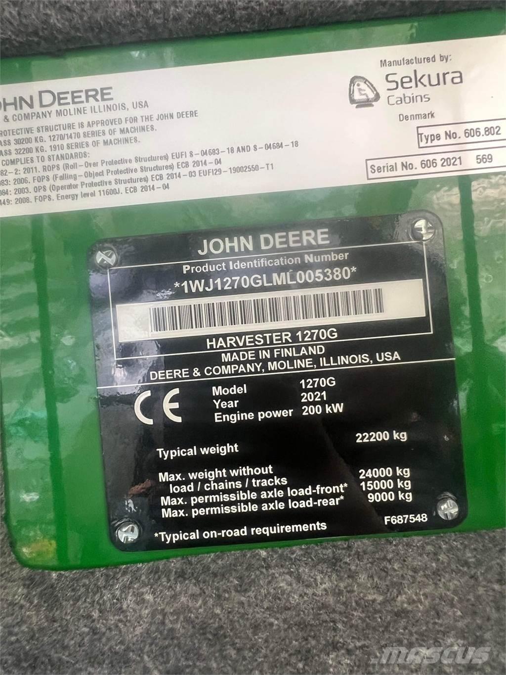 John Deere 1270G Харвестери
