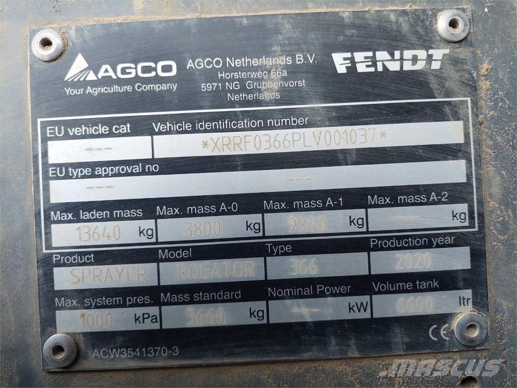 Fendt ROGATOR 366 Причіпні обприскувачі