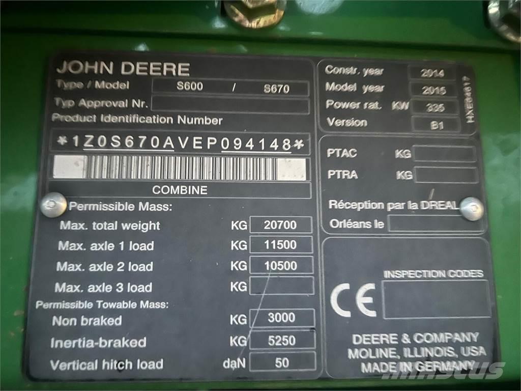 John Deere S670i Зернозбиральні комбайни