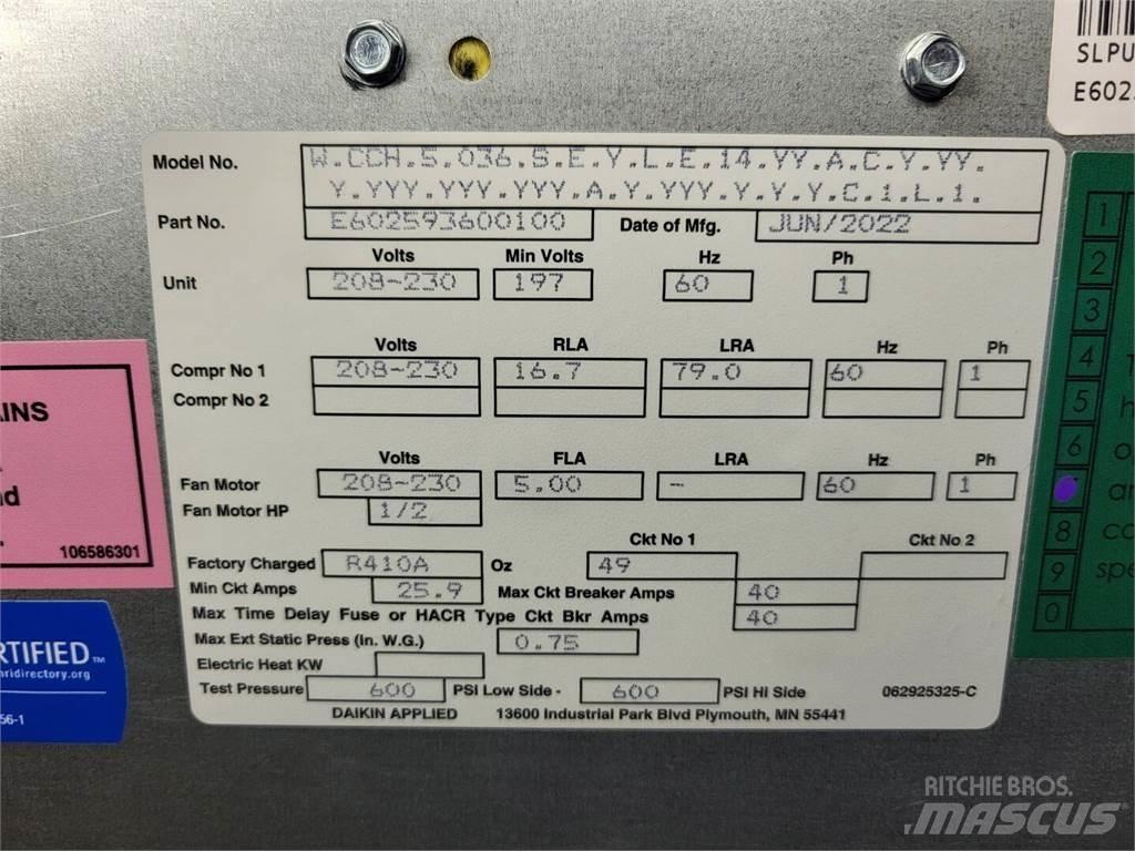  DAIKIN Enfinity 036 Обладнання для прогріву і розморожування