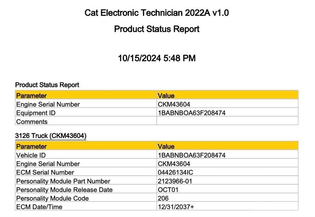 CAT 3126 Електроніка
