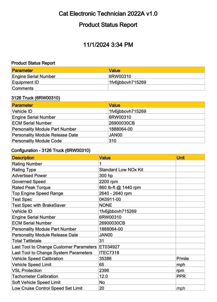 CAT 3126 Електроніка