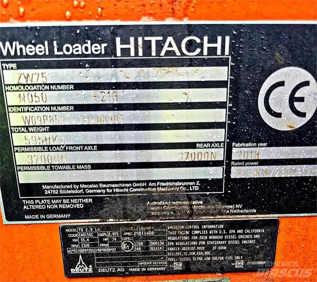 Hitachi ZW75 Малі навантажувачі