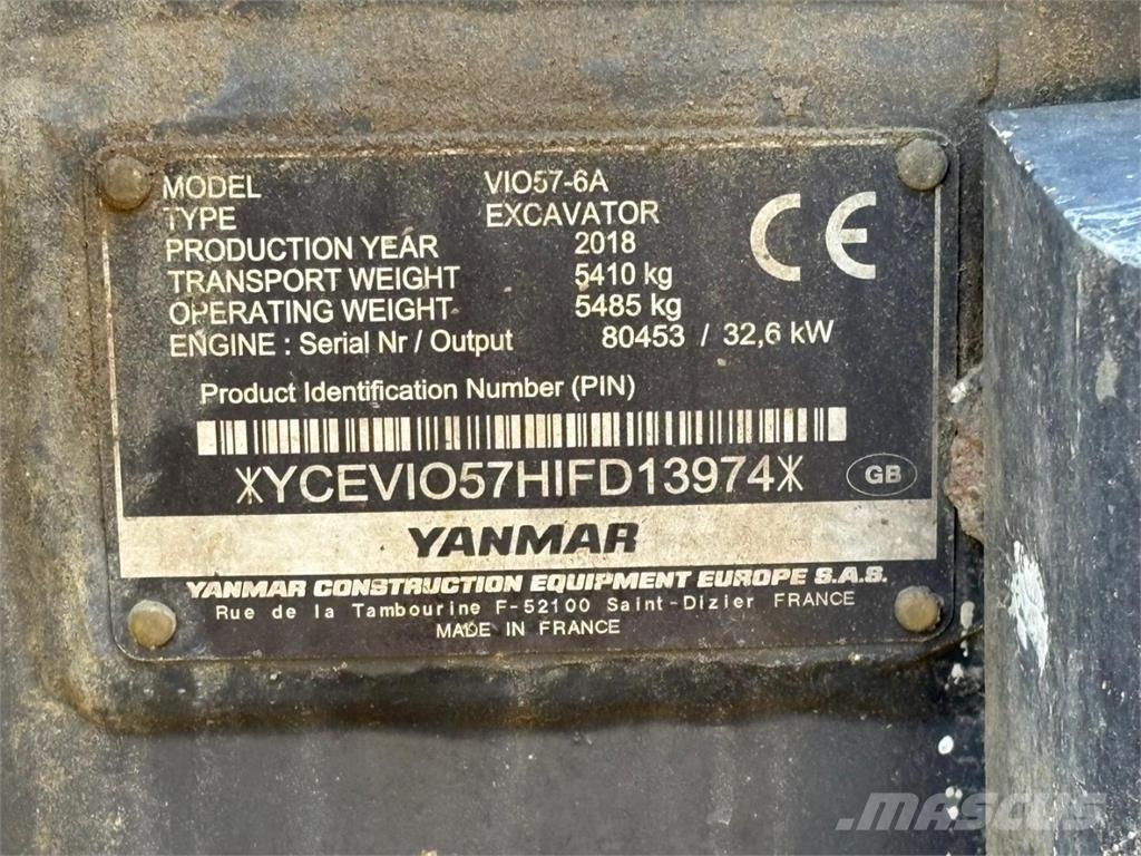 Yanmar VIO 57-6A Міні-екскаватори < 7т