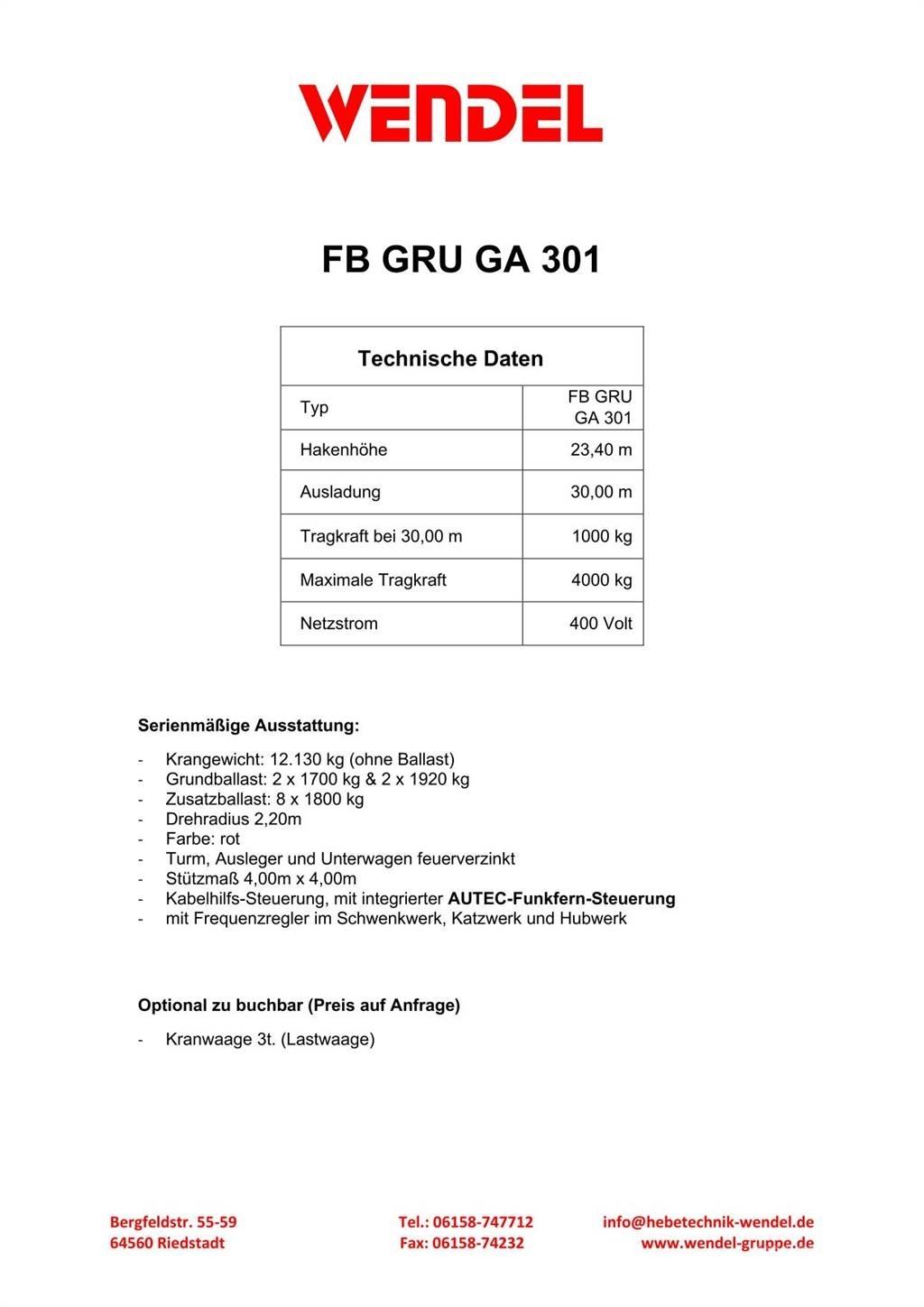 FB GRU GA 301 Баштові крани