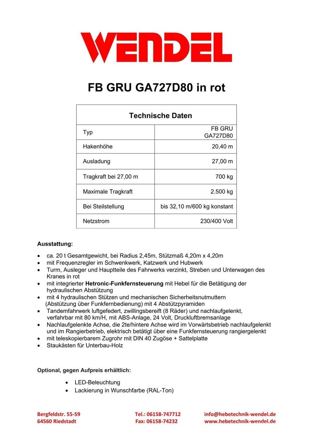 FB GRU GA727D80 Баштові крани