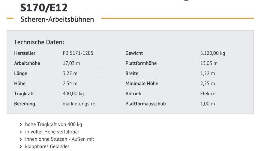 PB S171-12ES Підйомники-ножиці