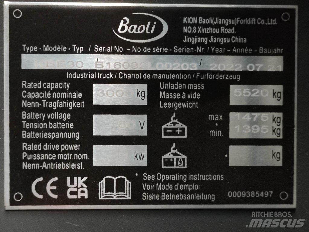 Baoli KBE30 Електронавантажувачі
