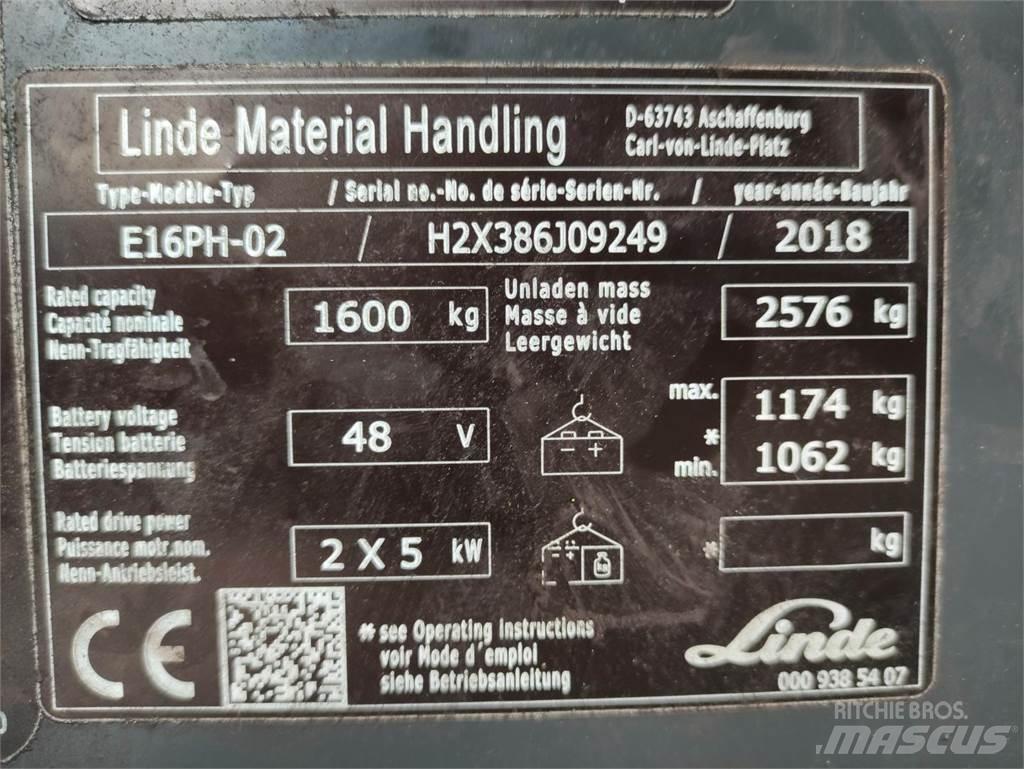 Linde E16PH-02-386-EVO Електронавантажувачі