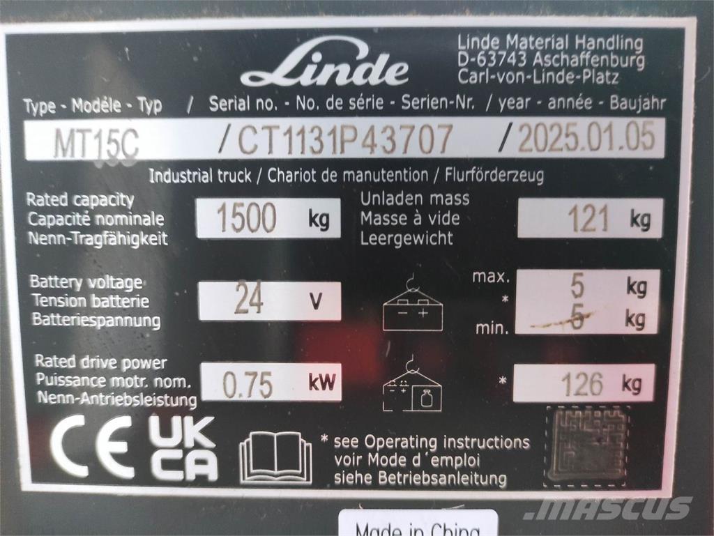 Linde MT15C Штабелери
