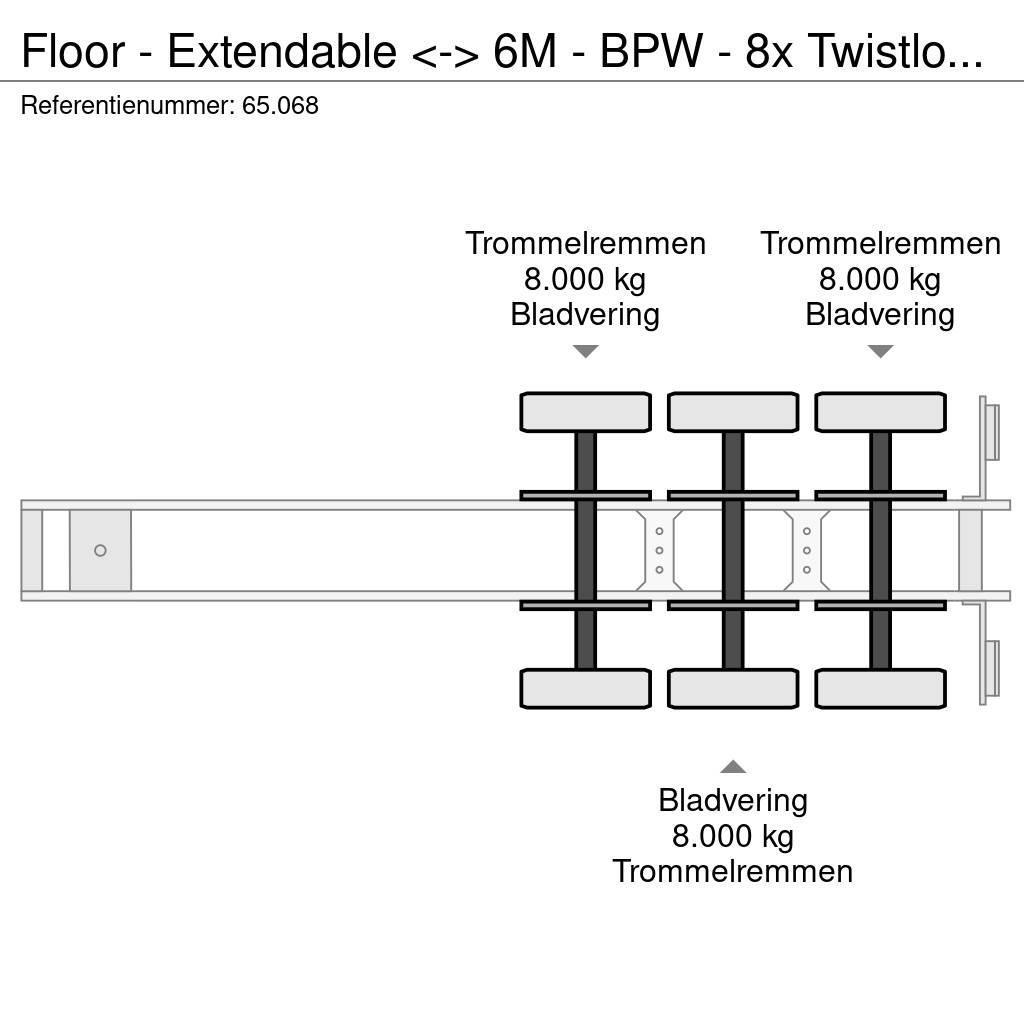 Floor - Extendable <-> 6M - BPW - 8x Twistlock - Spring Низькорамні напівпричепи